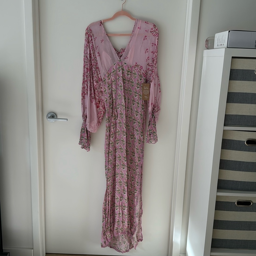 HEMANT & NANDITA Pink Floral Maxi Dress